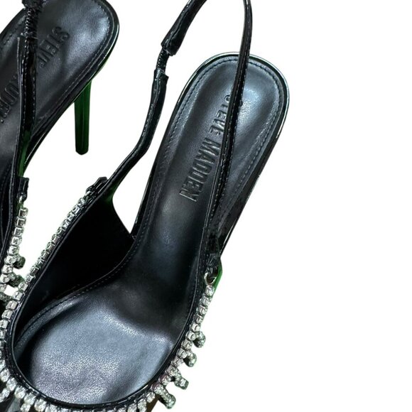 Steve Madden Black Patent Rhinestone Slingback Heels NWT | Size 8 - Picture 7 of 7